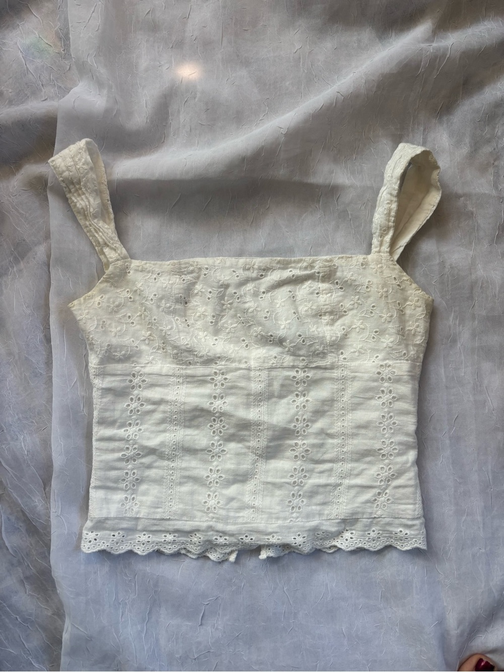 Princess Polly White Eyelet Square-Neck Tank Top